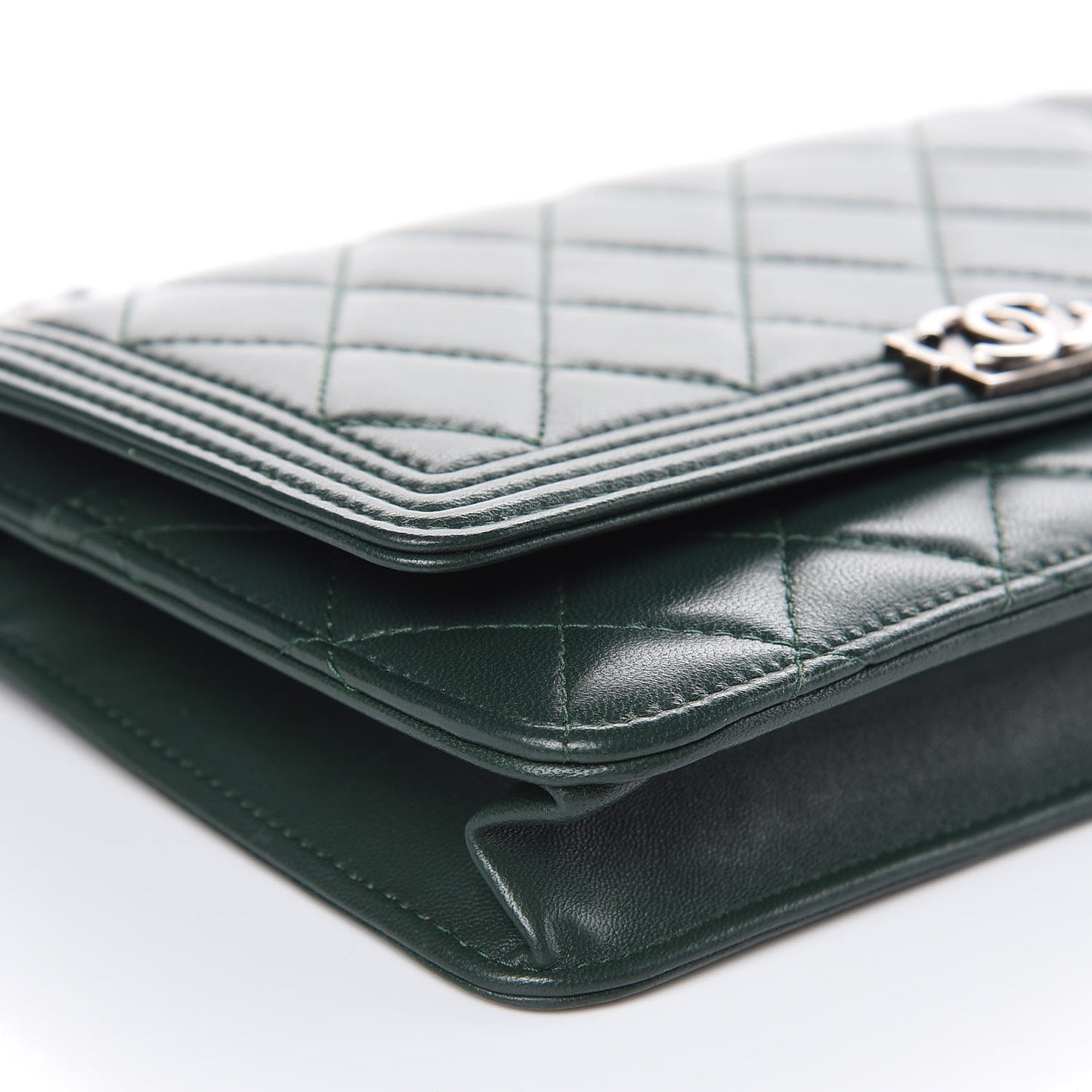 Lambskin Quilted Boy Wallet On Chain WOC Green
