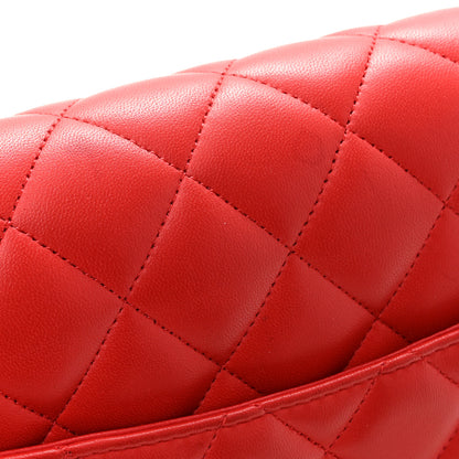 Chanel Lambskin Quilted Jumbo Double Flap Red 13 of 14