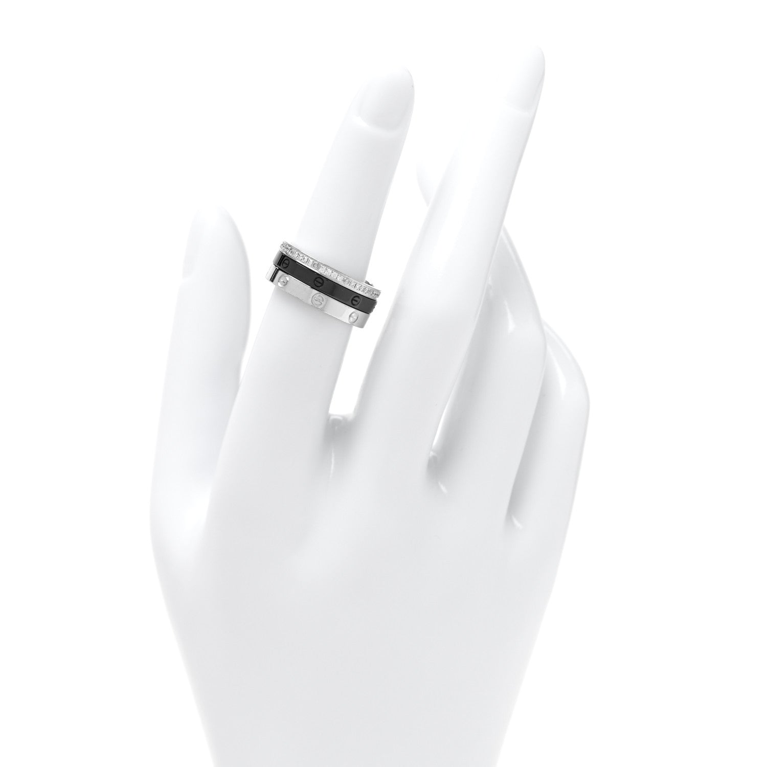 Cartier 18K White Gold Diamond Ceramic LOVE Ring Set 52 6 2 of 7
