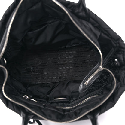 Prada Re-Nylon Nappa Triangle Quilted Padded Small Double Handled Zip Tote Black 5 of 9