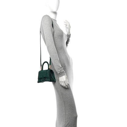 Balenciaga Strass Suede Hourglass Top Handle Bag XS Emerald 3 of 10