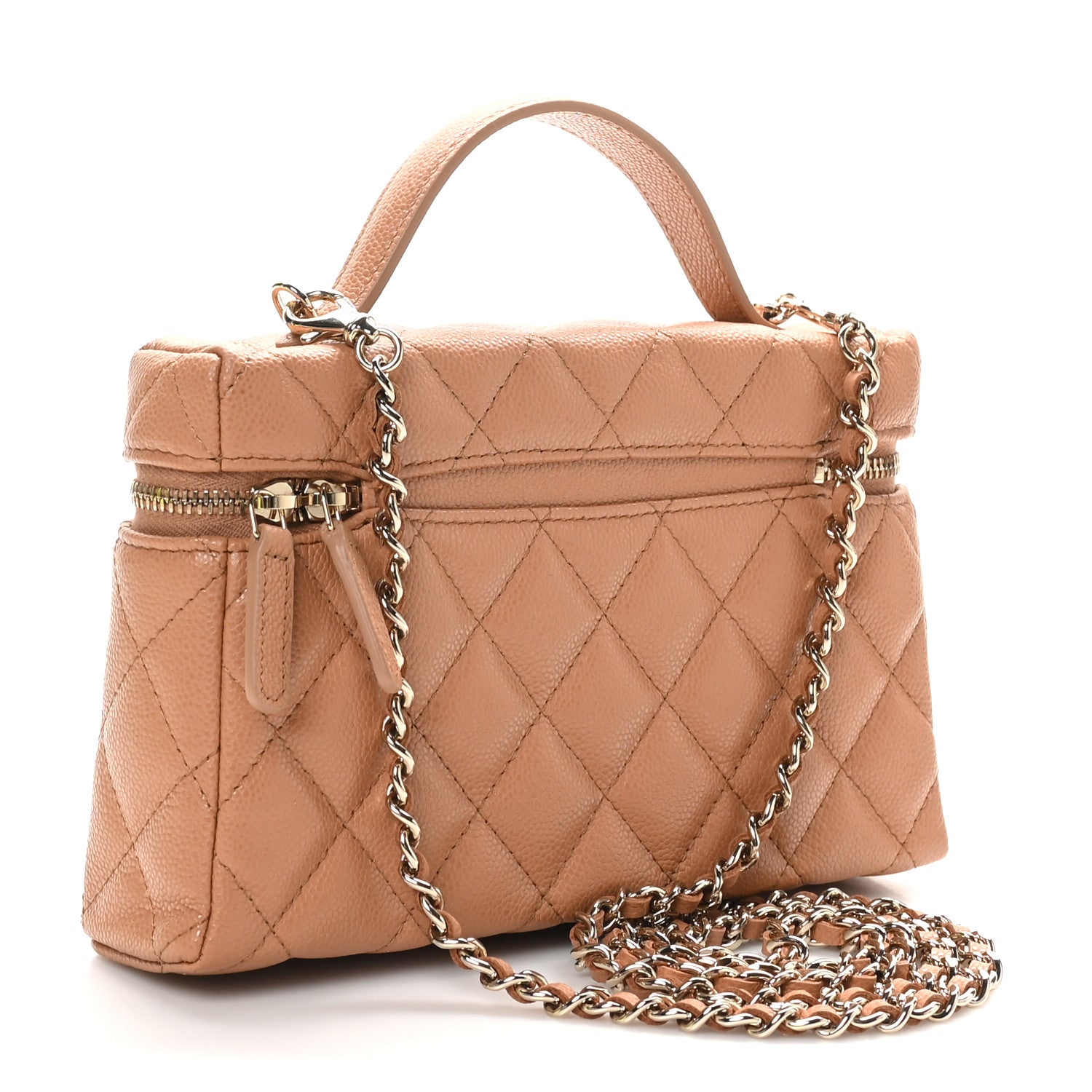 Chanel Caviar Quilted Top Handle Slim Vanity With Chain Brown 3 of 10