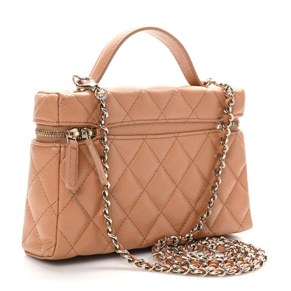 Chanel Caviar Quilted Top Handle Slim Vanity With Chain Brown 3 of 10