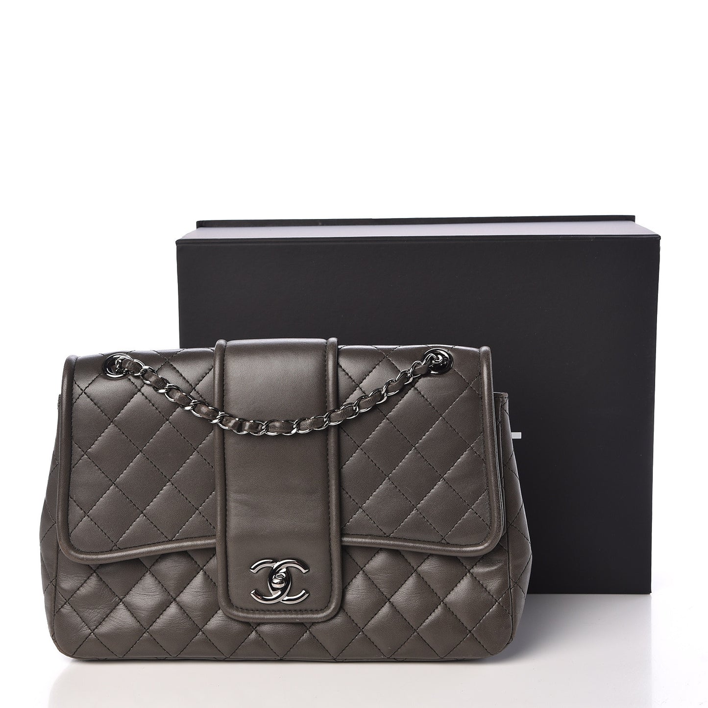 Lambskin Quilted Elementary Chic Flap Grey