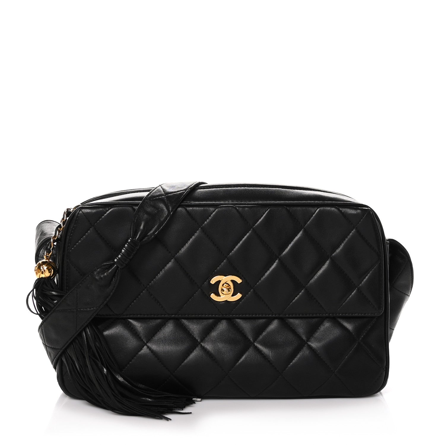 Chanel Lambskin Quilted Tassel Camera Case Black 1 of 10