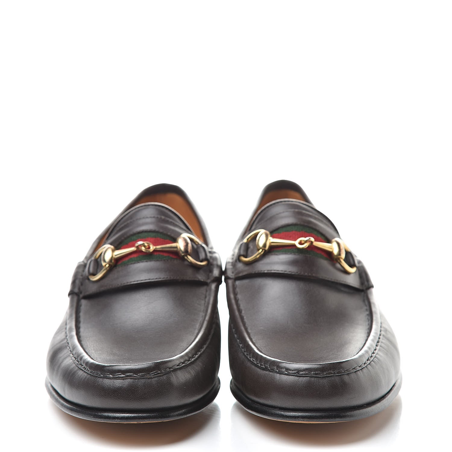 Gucci Calfskin Cirano Lux Web Mens 1953 Horsebit Loafers 42.5 Brown 2 of 12