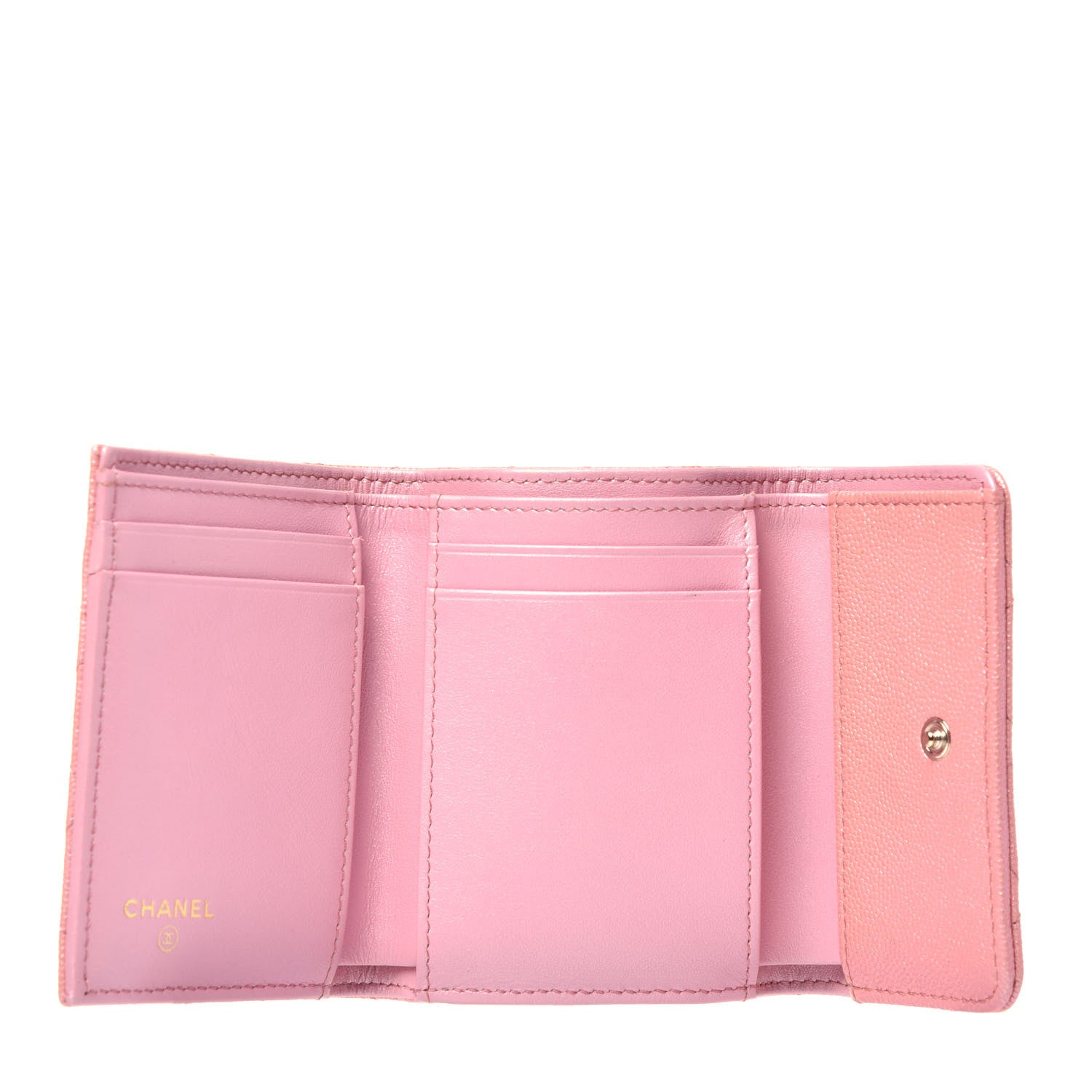 Chanel Iridescent Caviar Small Quilted Flap Wallet Rose Pink 5 of 7