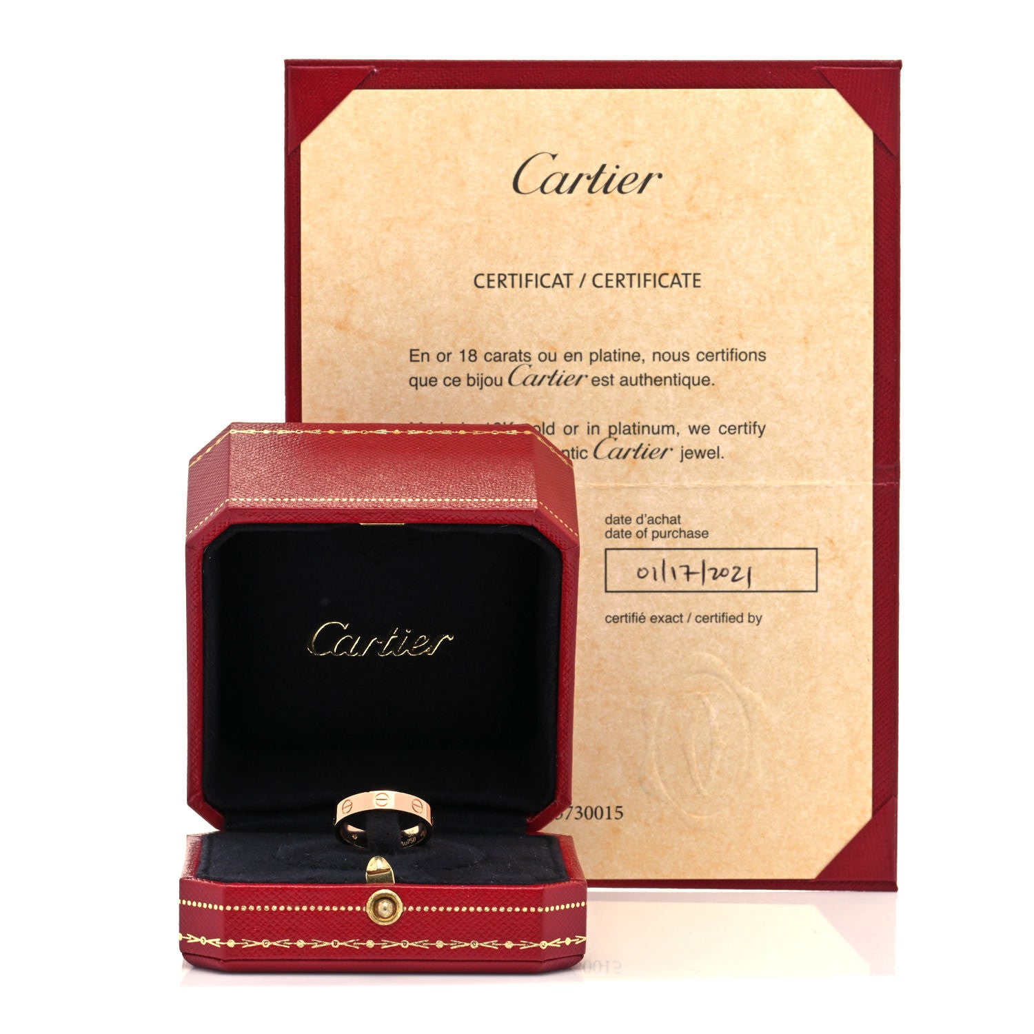 Cartier 18K Pink Gold Diamond 4mm LOVE Wedding Band Ring 50 5.25 5 of 5