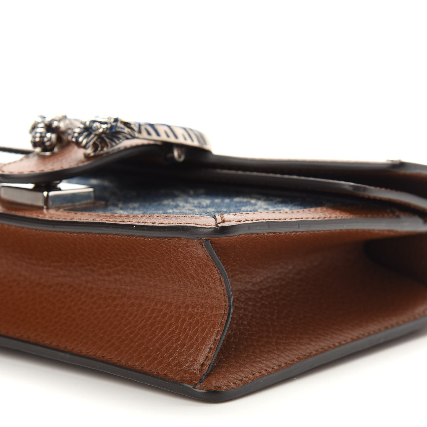 New Denim GG Monogram Dollar Calfskin Enamel Mini Dionysus Shoulder Bag Blue Tea Cuir Epilog Electric Blue