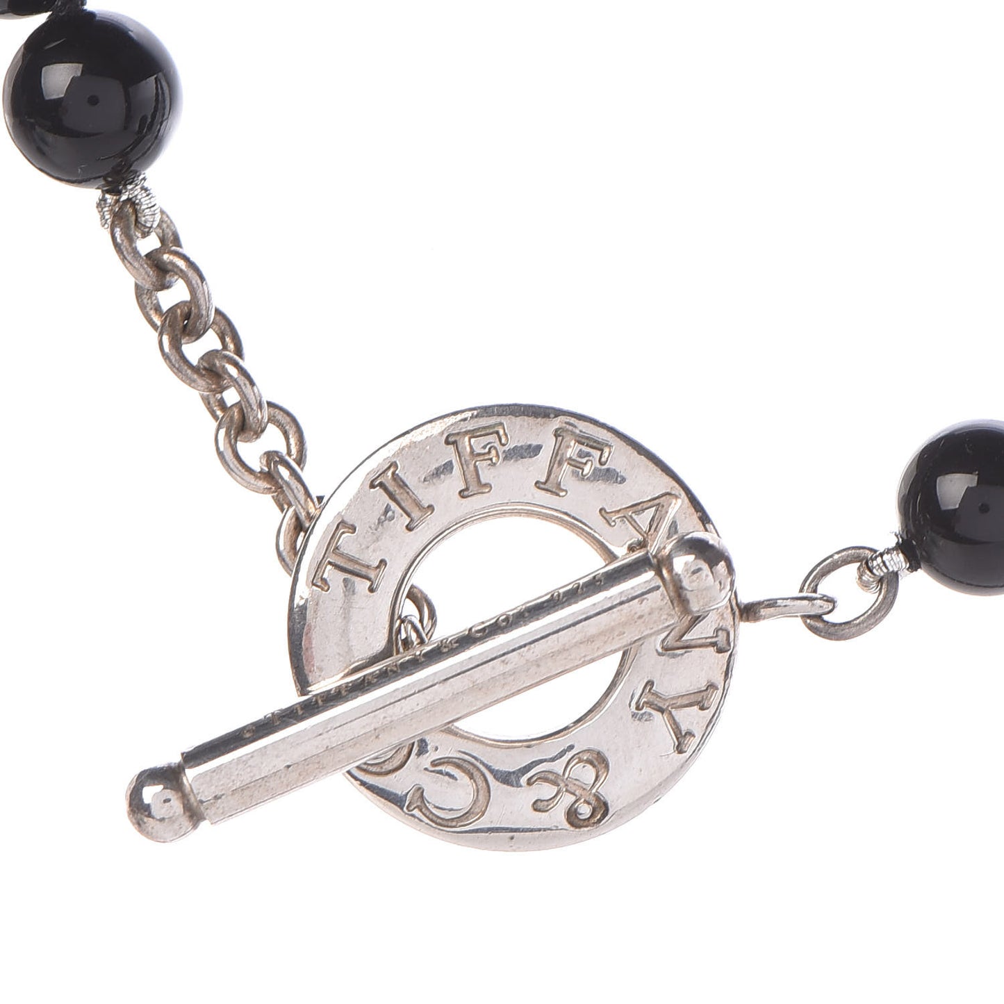 Sterling Silver Black Onyx Bead Toggle Necklace