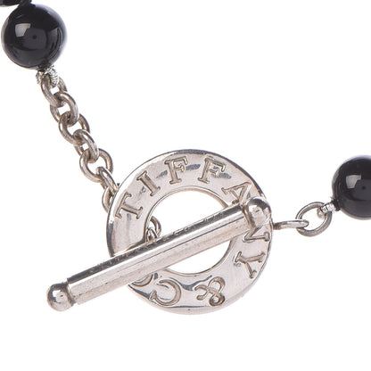 Tiffany Sterling Silver Black Onyx Bead Toggle Necklace 5 of 6