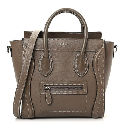 Celine Drummed Calfskin Nano Luggage Souris 1 of 9