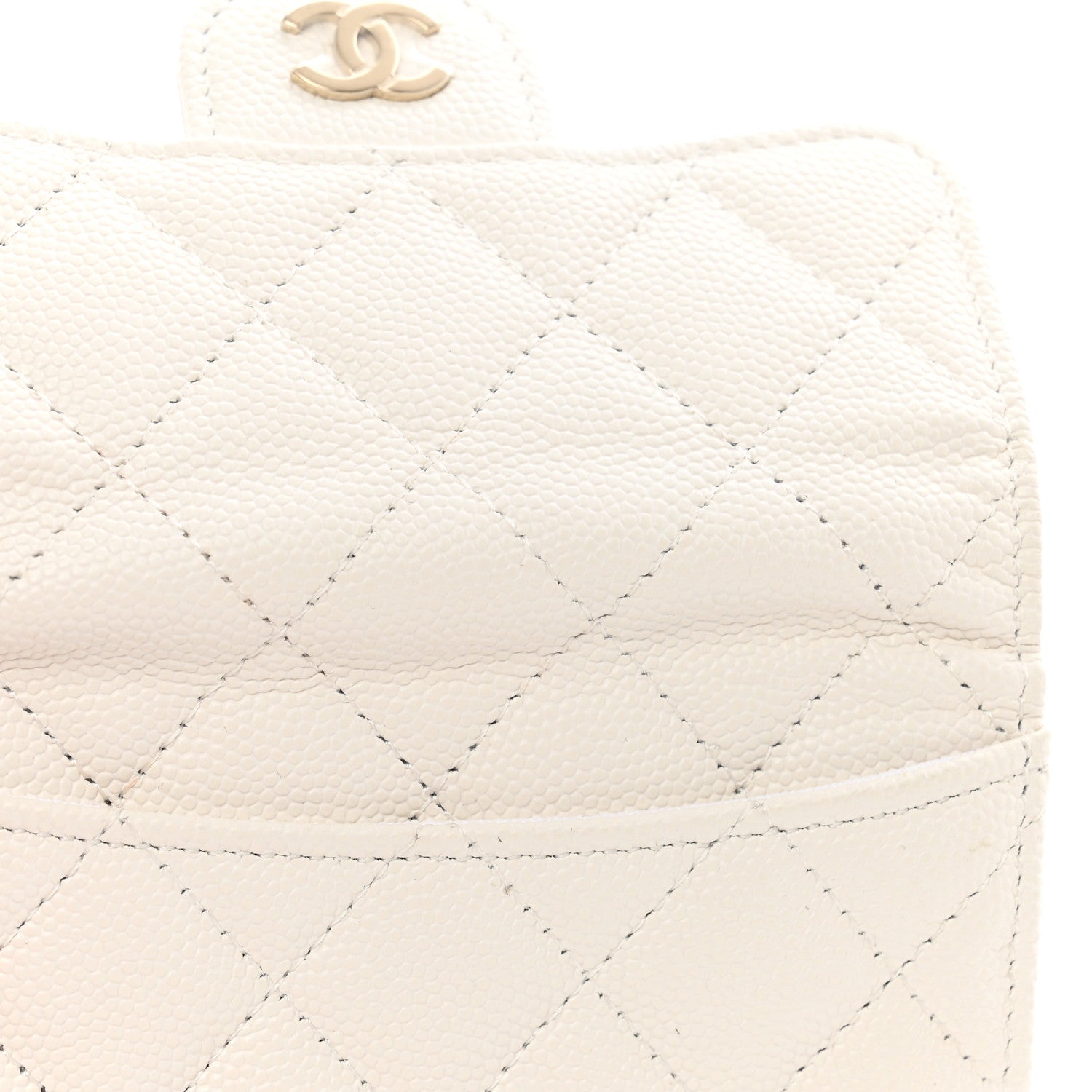 Chanel Caviar Quilted Flap Card Holder Wallet White 9 of 10