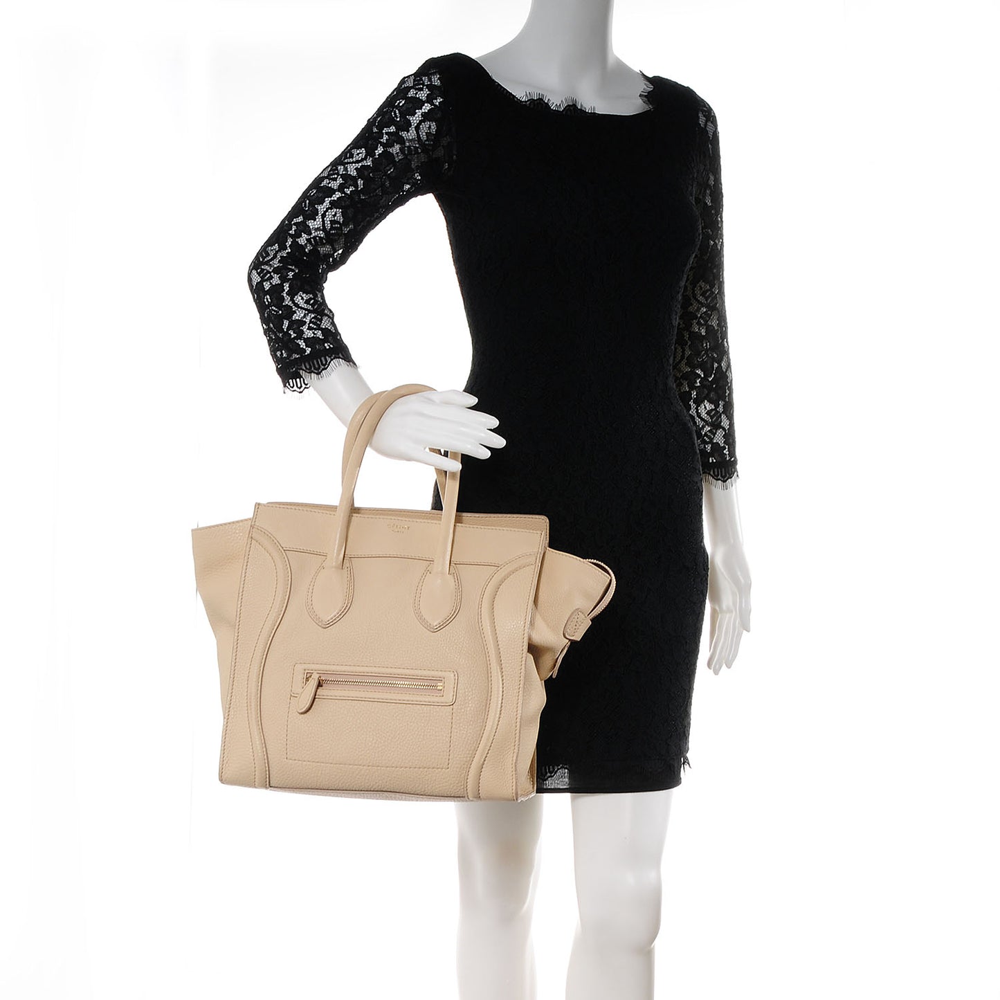 Pebbled Leather Mini Luggage Cream