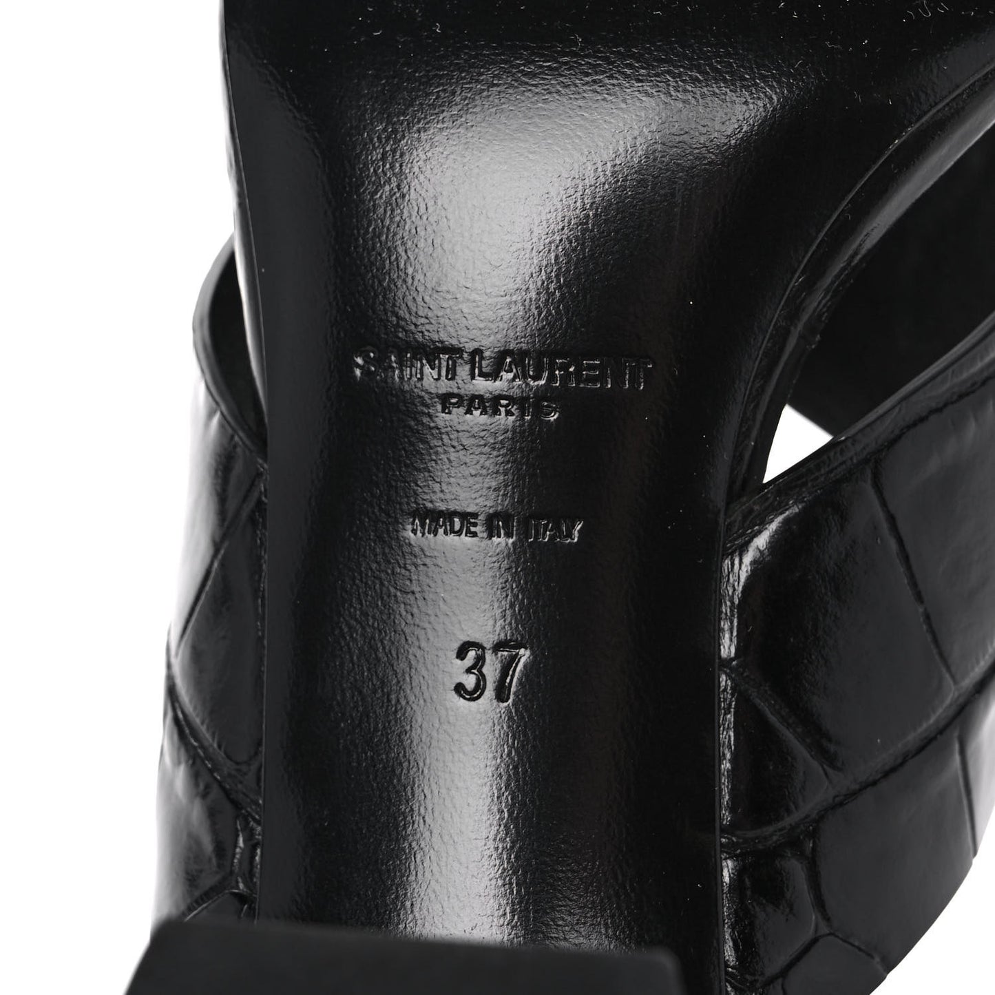 Crocodile Embossed Calfskin LouLou Mule Sandals 37 Black