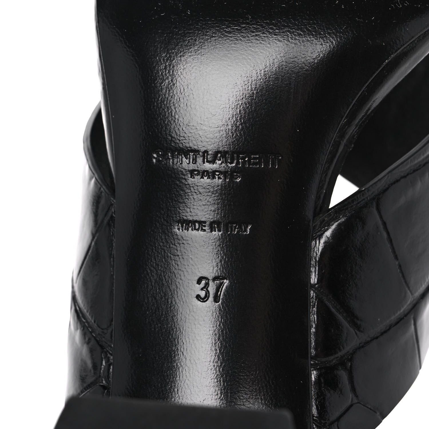 Saint Laurent Crocodile Embossed Calfskin LouLou Mule Sandals 37 Black 6 of 9