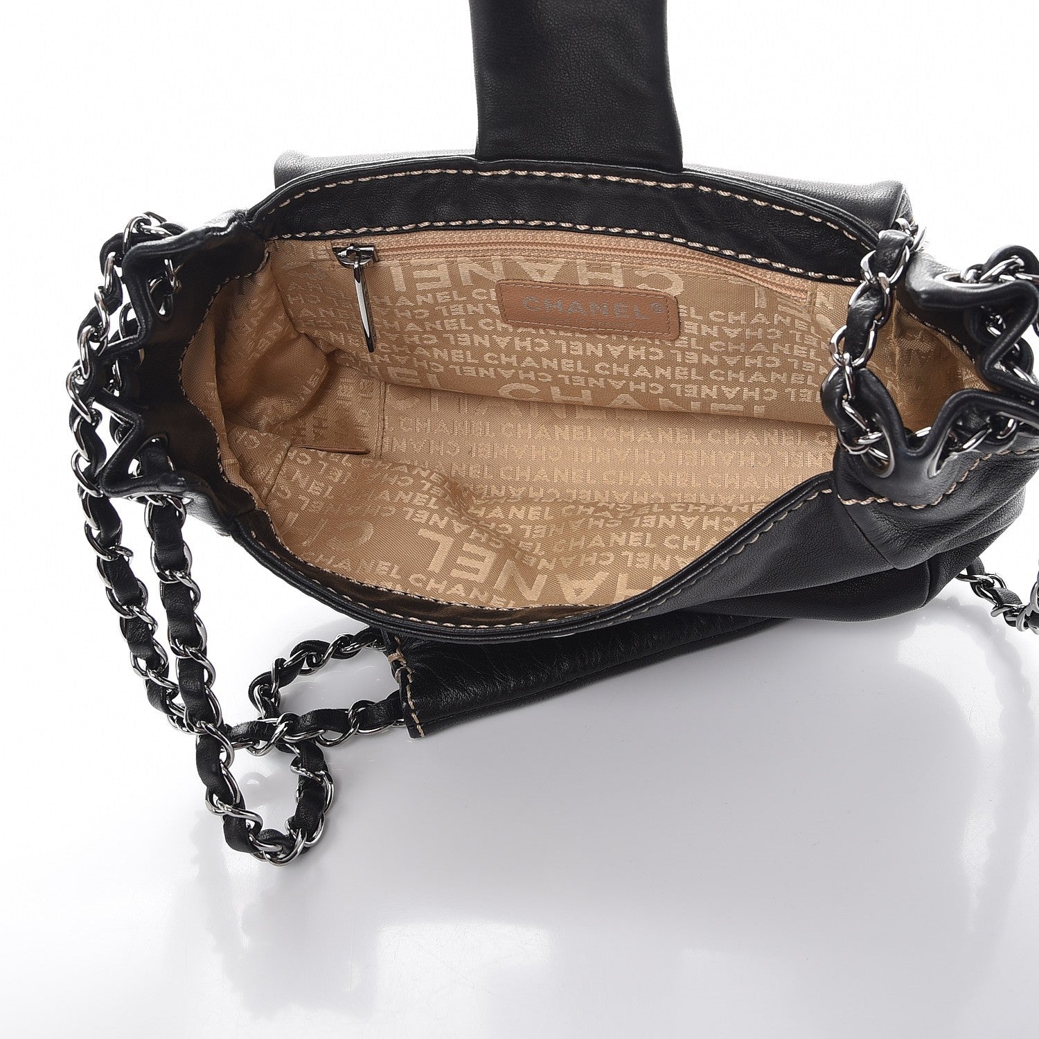 Chanel Lambskin Small Contrast Stitch Surpique Accordion Flap Black 5 of 7