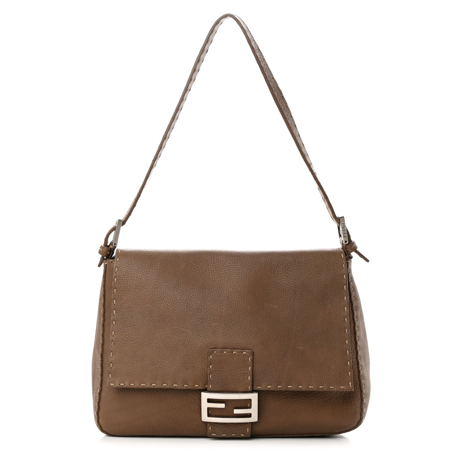 Fendi Calfskin Romano Selleria Mama Baguette Brown 1 of 17