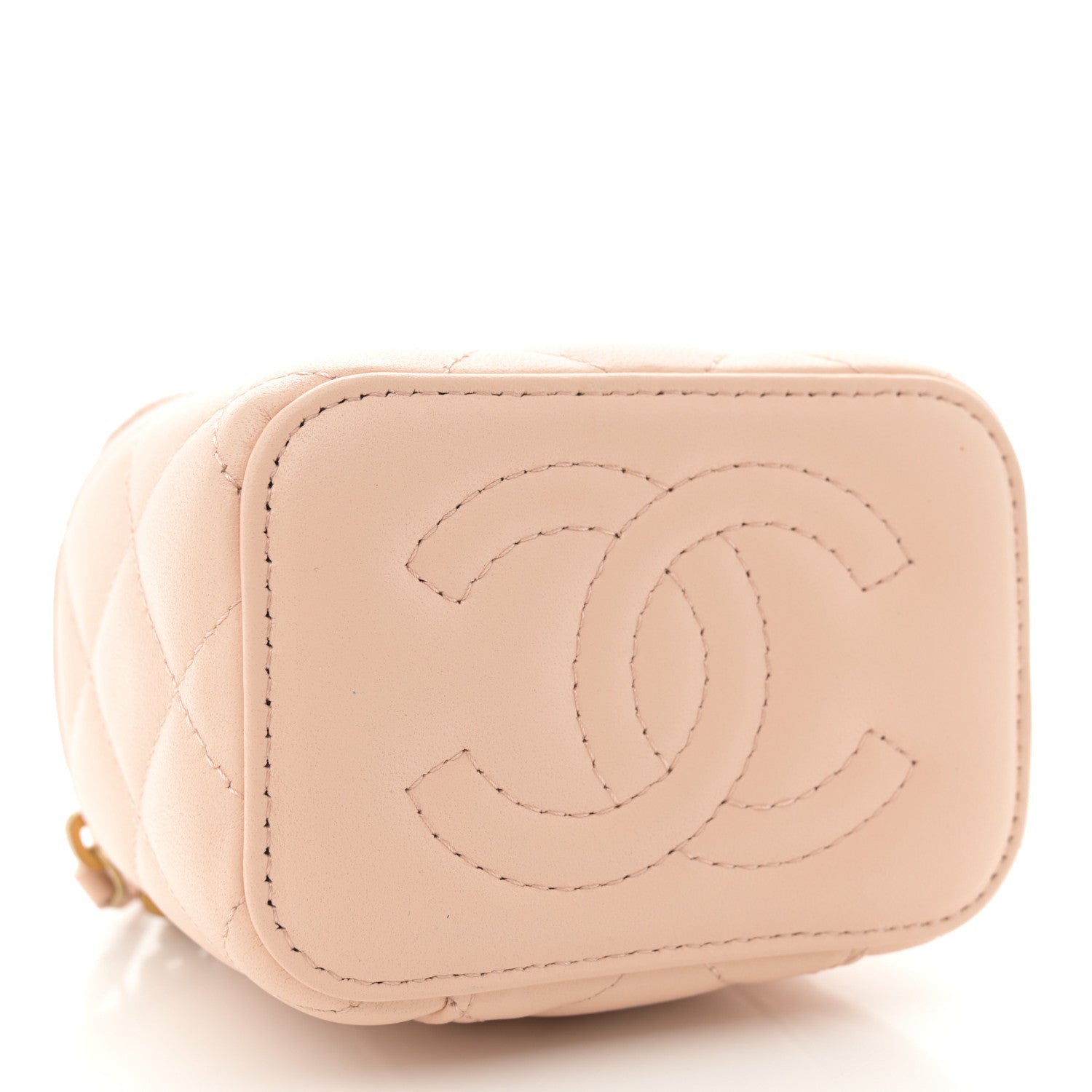 Chanel Lambskin Quilted Mini Sweet Camellia Vanity Case With Chain Beige 4 of 10