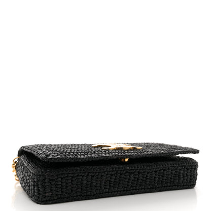 Celine Raffia Calfskin Multipochette Black 4 of 10