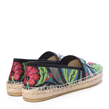 Gucci Tapestry Brocade Blind For Love Espadrilles 38 Acquamarine Green Black 4 of 9