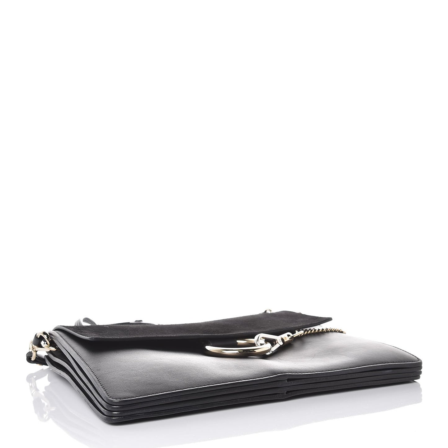 Suede Calfskin Medium Faye Shoulder Bag Black