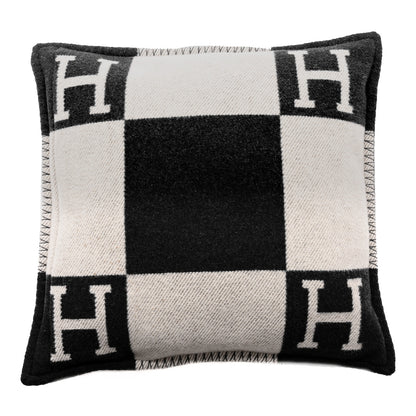 Hermes Wool Cashmere Avalon Pillow PM Ecru Gris Fonce 2 of 3