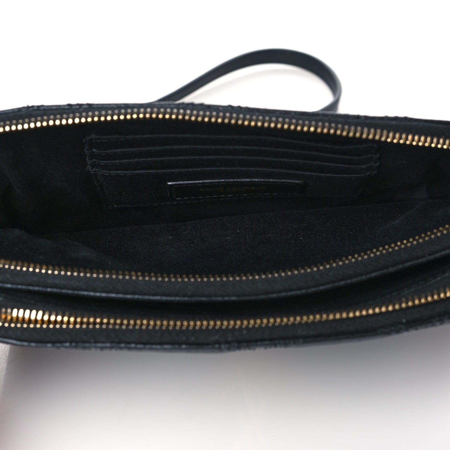 Saint Laurent Grained Lambskin Quilted Mini Becky Double Zip Bag Black 6 of 13