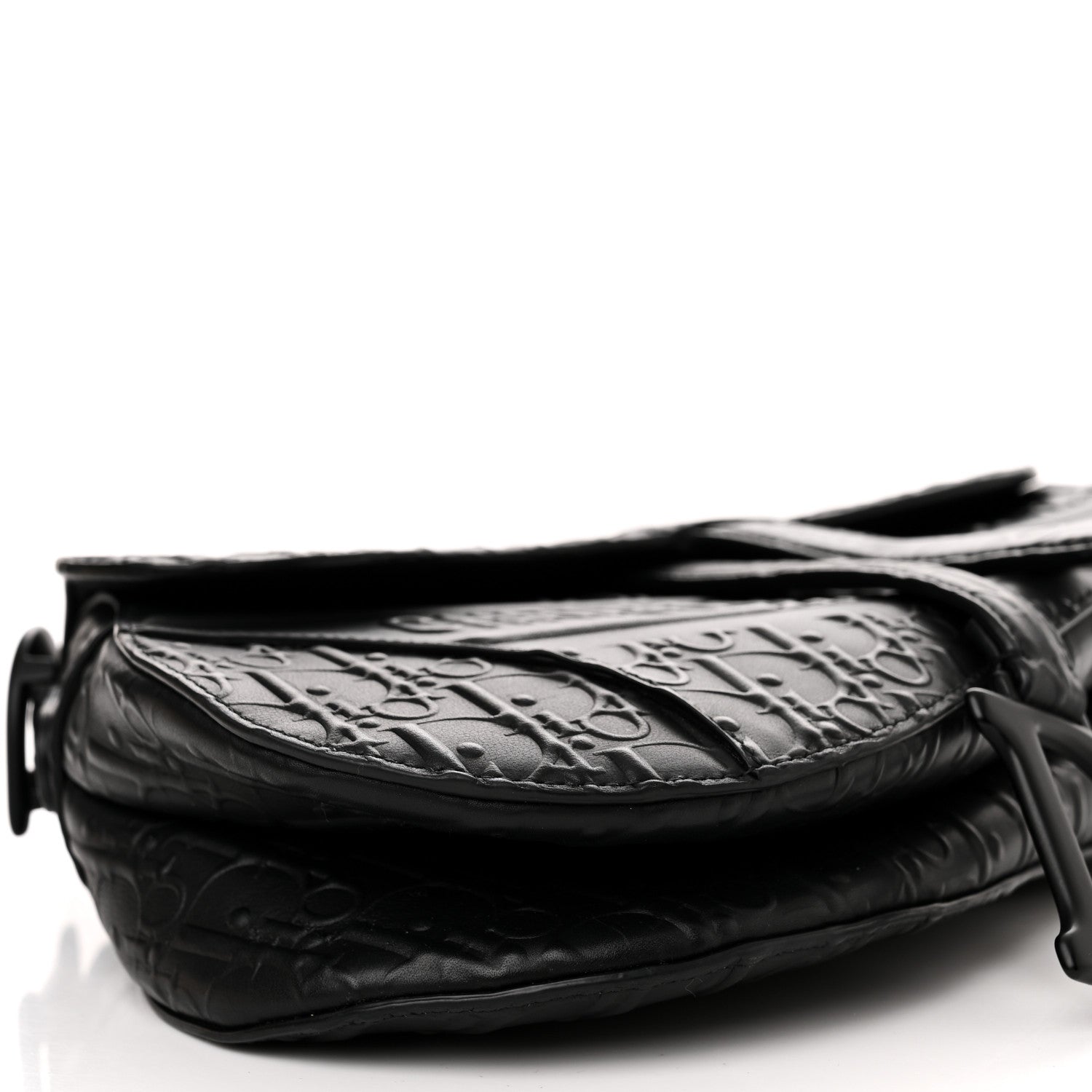 Christian Dior Calfskin Embossed Oblique Saddle Bag With Strap Black 8 of 10