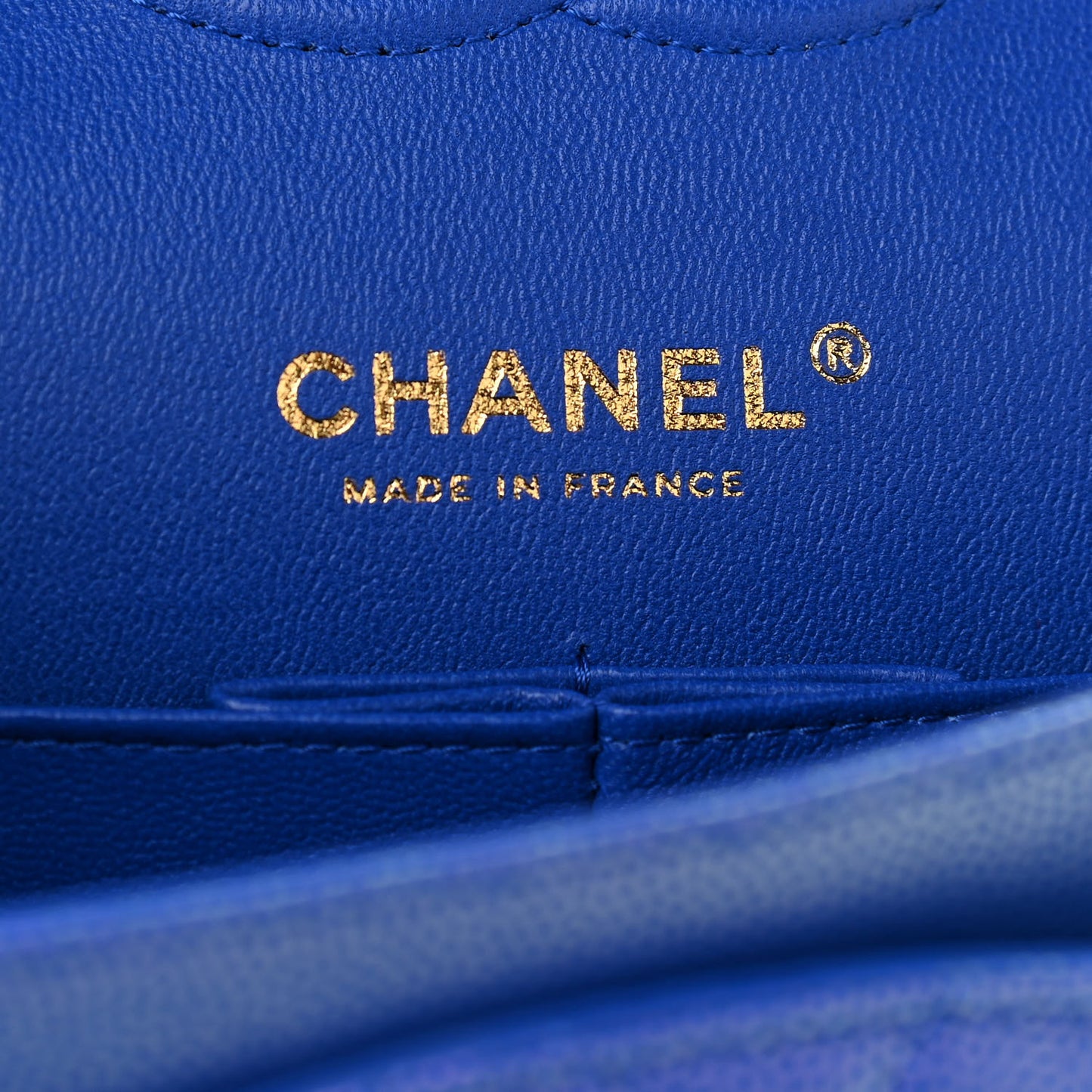 Iridescent Caviar Quilted Medium Double Flap Blue