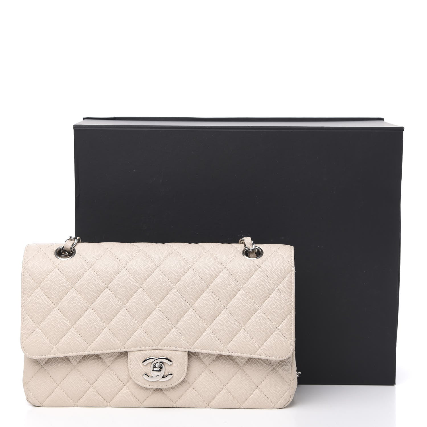 Chanel Caviar Quilted Medium Double Flap Light Beige 16 of 16