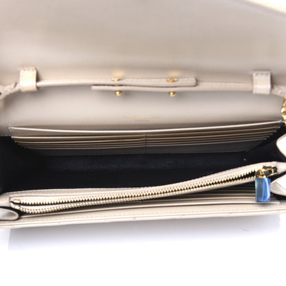 Saint Laurent Grain De Poudre Matelasse Chevron Monogram Chain Wallet Nude Powder 5 of 9