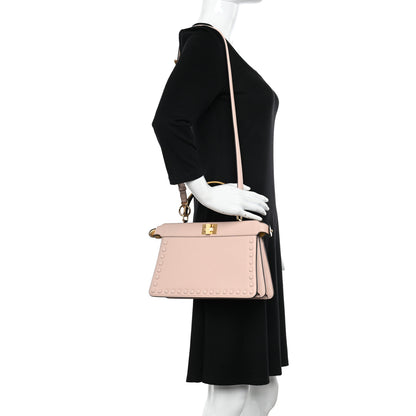 Fendi Vitello King Luxor Shiny Nappa Studded Medium Peekaboo I SEE U East West Satchel Light Rose 2 of 15