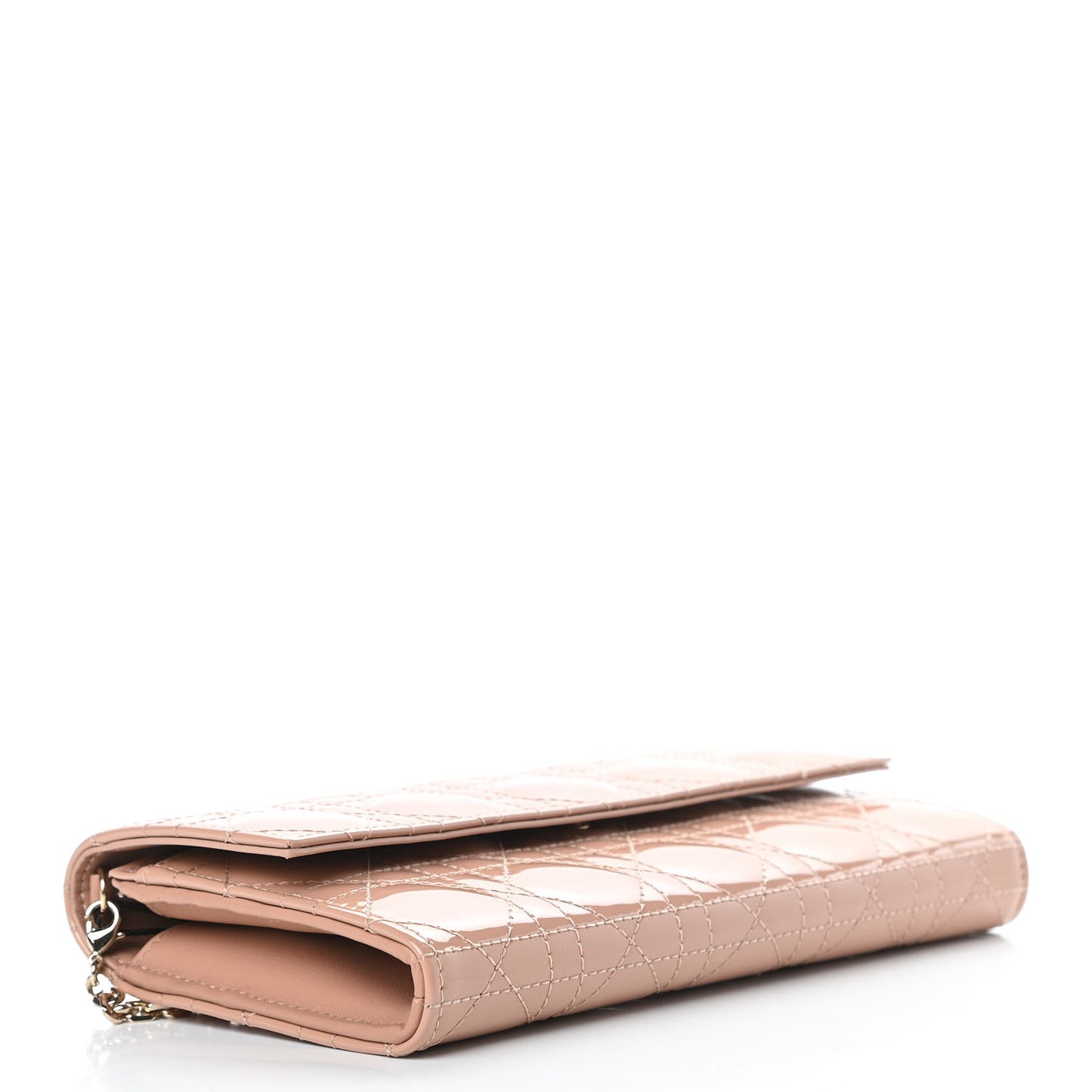 Patent Cannage Lady Dior Wallet On Chain Beige