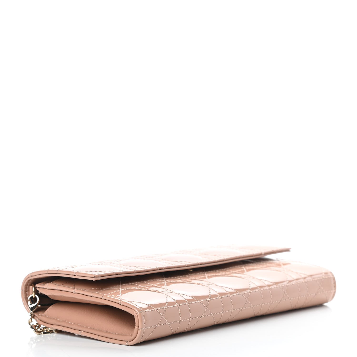 Christian Dior Patent Cannage Lady Dior Wallet On Chain Beige 4 of 11