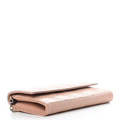 Christian Dior Patent Cannage Lady Dior Wallet On Chain Beige 4 of 11