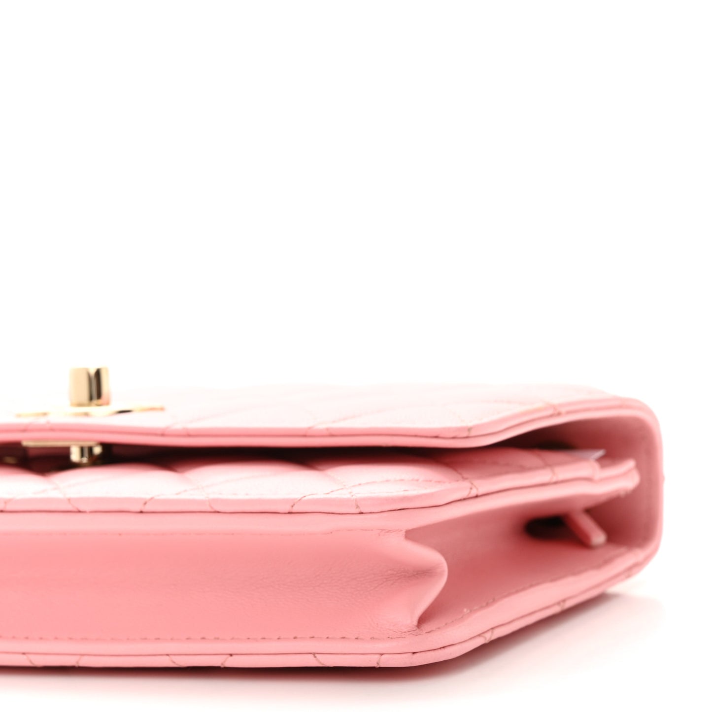 Lambskin Quilted Trendy CC Wallet On Chain WOC Pink