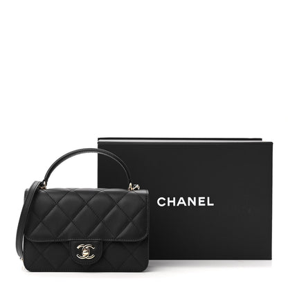 Chanel Calfskin Quilted Small Top Handle Flap Black 11 of 11