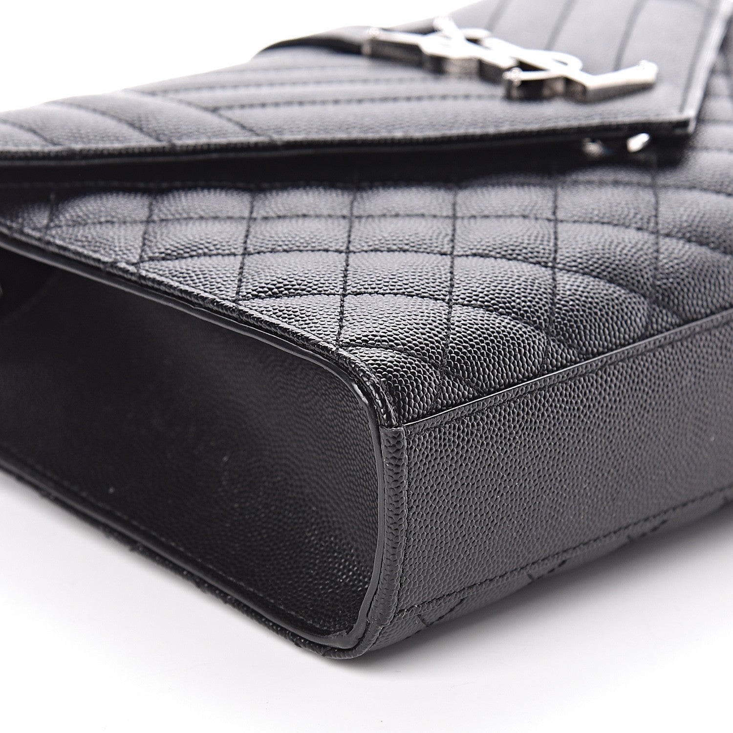 Saint Laurent Grain De Poudre Textured Mixed Matelasse Triquilt Medium Monogram Satchel Black 8 of 10