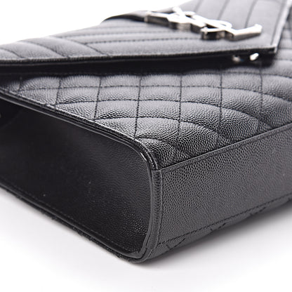 Saint Laurent Grain De Poudre Textured Mixed Matelasse Triquilt Medium Monogram Satchel Black 8 of 10