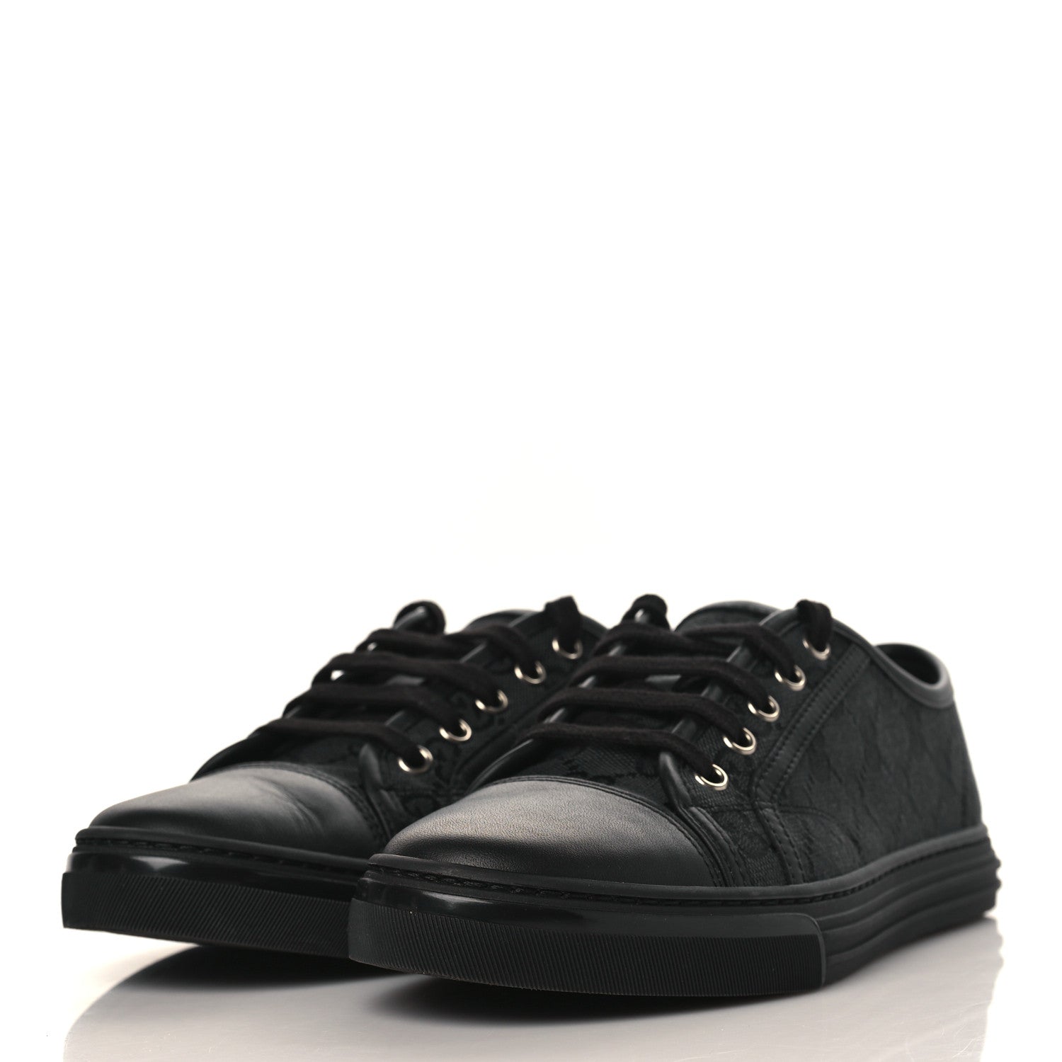 Gucci GG Monogram Calfskin Womens Low Top Sneakers 37.5 Piombo Black 3 of 9