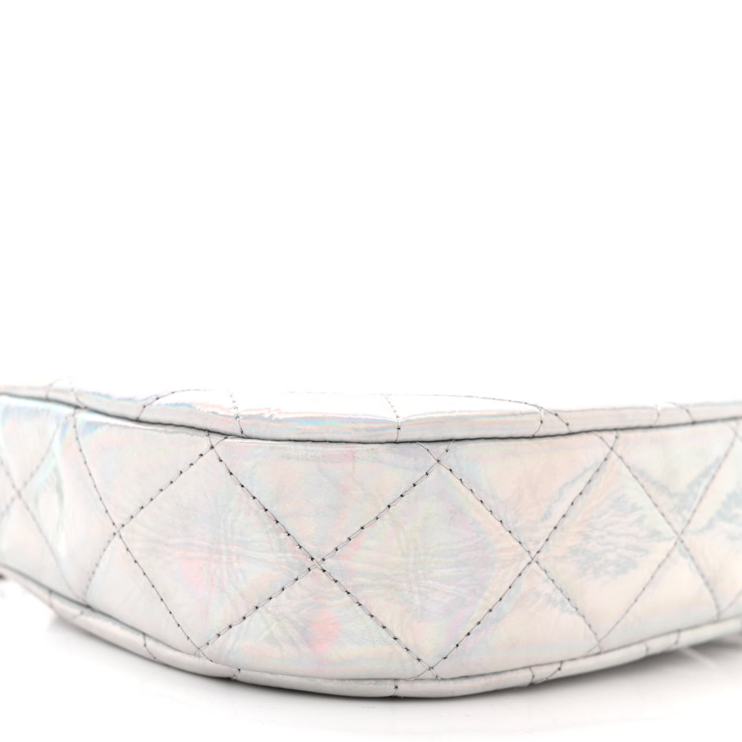Chanel Iridescent Mirror Goatskin Quilted Clutch With Chain Silver 9 of 12