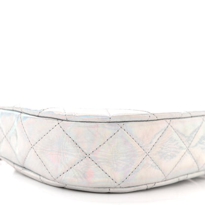 Chanel Iridescent Mirror Goatskin Quilted Clutch With Chain Silver 9 of 12