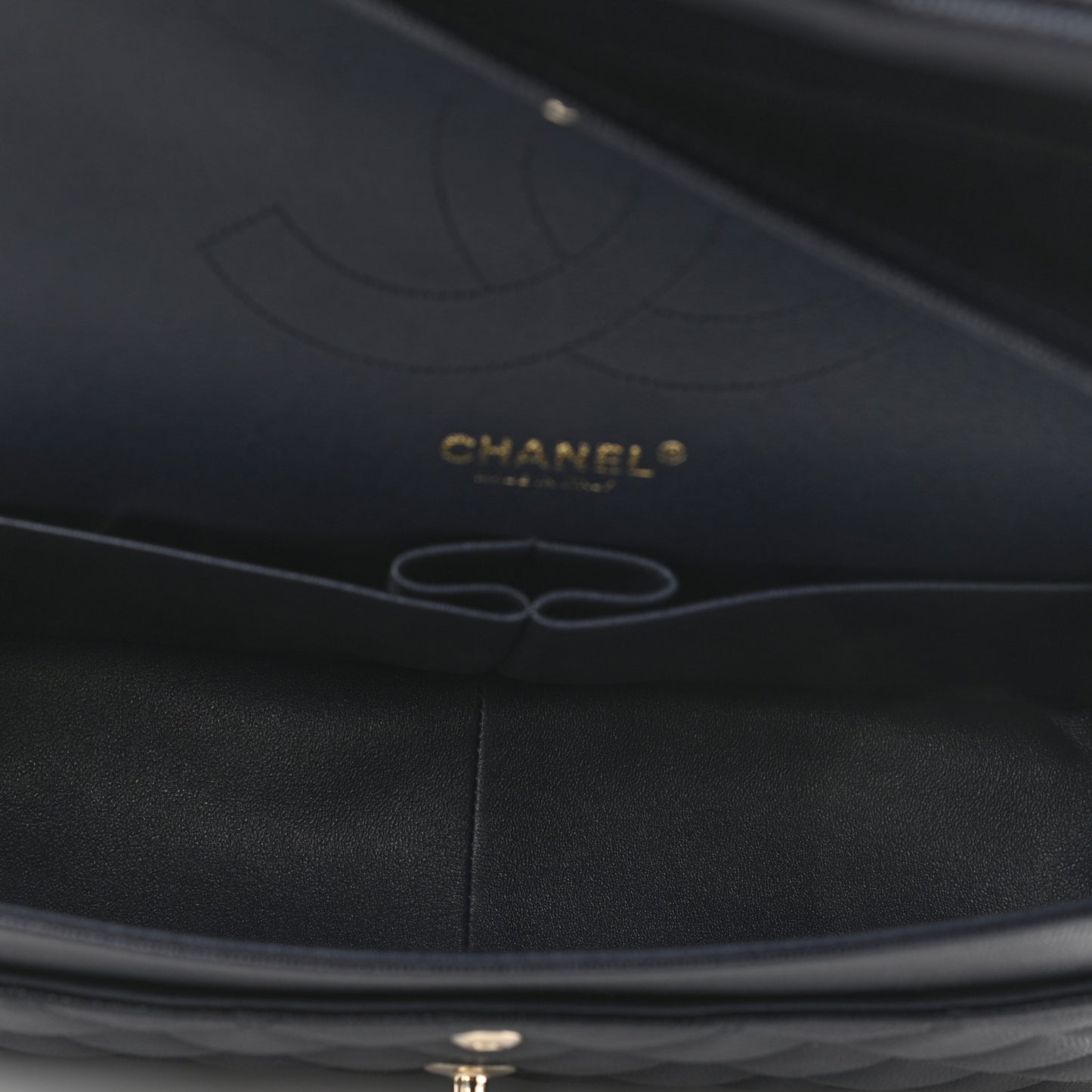 Caviar Quilted Jumbo Double Flap Navy Blue