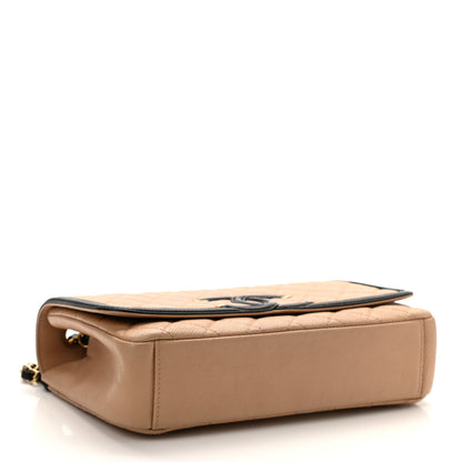 Chanel Caviar Quilted Medium CC Filigree Flap Beige Black 4 of 11