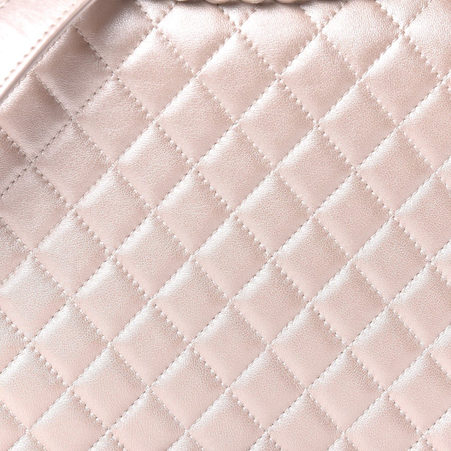 Metallic Lambskin Quilted Large Boy Flap Light Beige