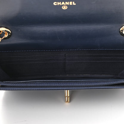 Chanel Lambskin Chevron Quilted Trendy CC Wallet On Chain WOC Dark Blue 7 of 13