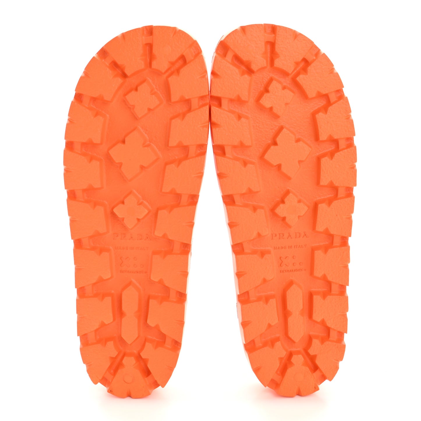 EVA Rubber Triangle Logo Embossed Womens Lug Sole 20mm Slide Sandals 41 Papaya