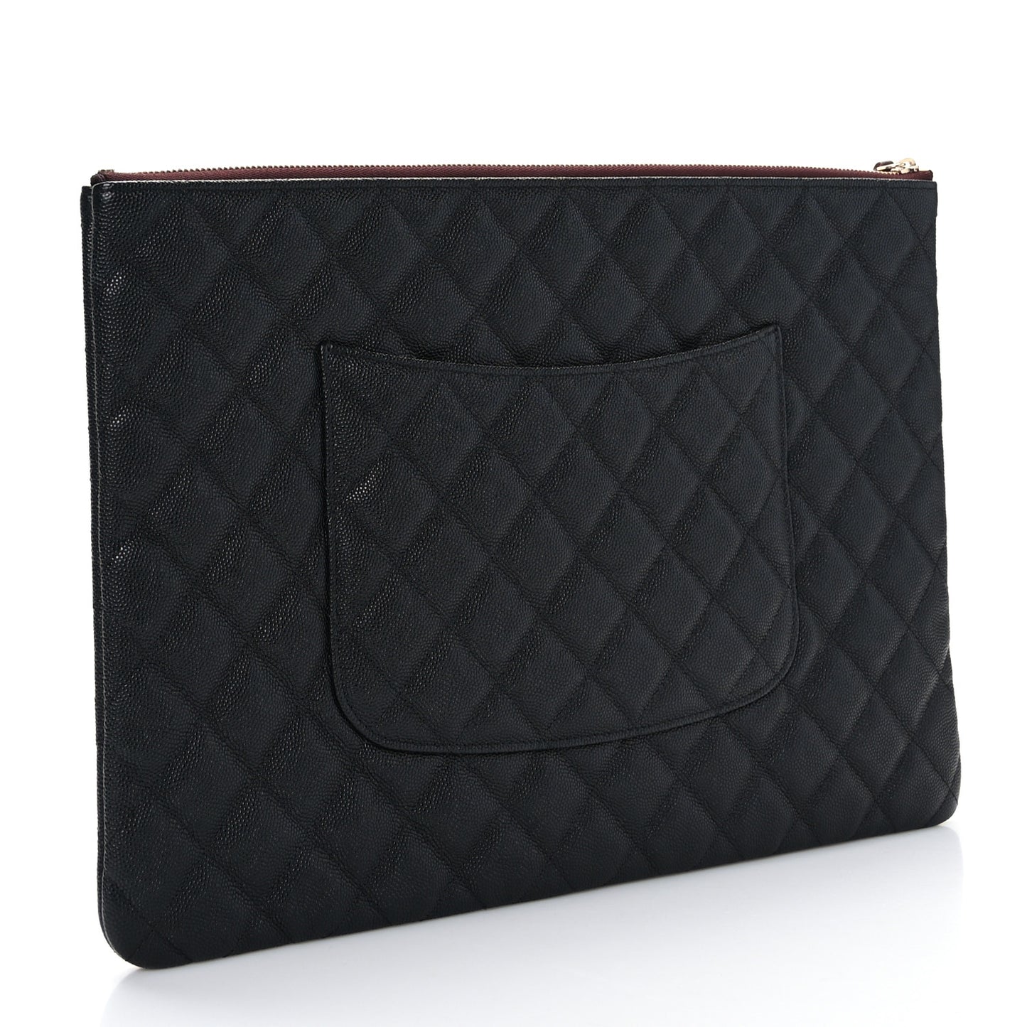 Caviar Quilted Large Cosmetic Case Black