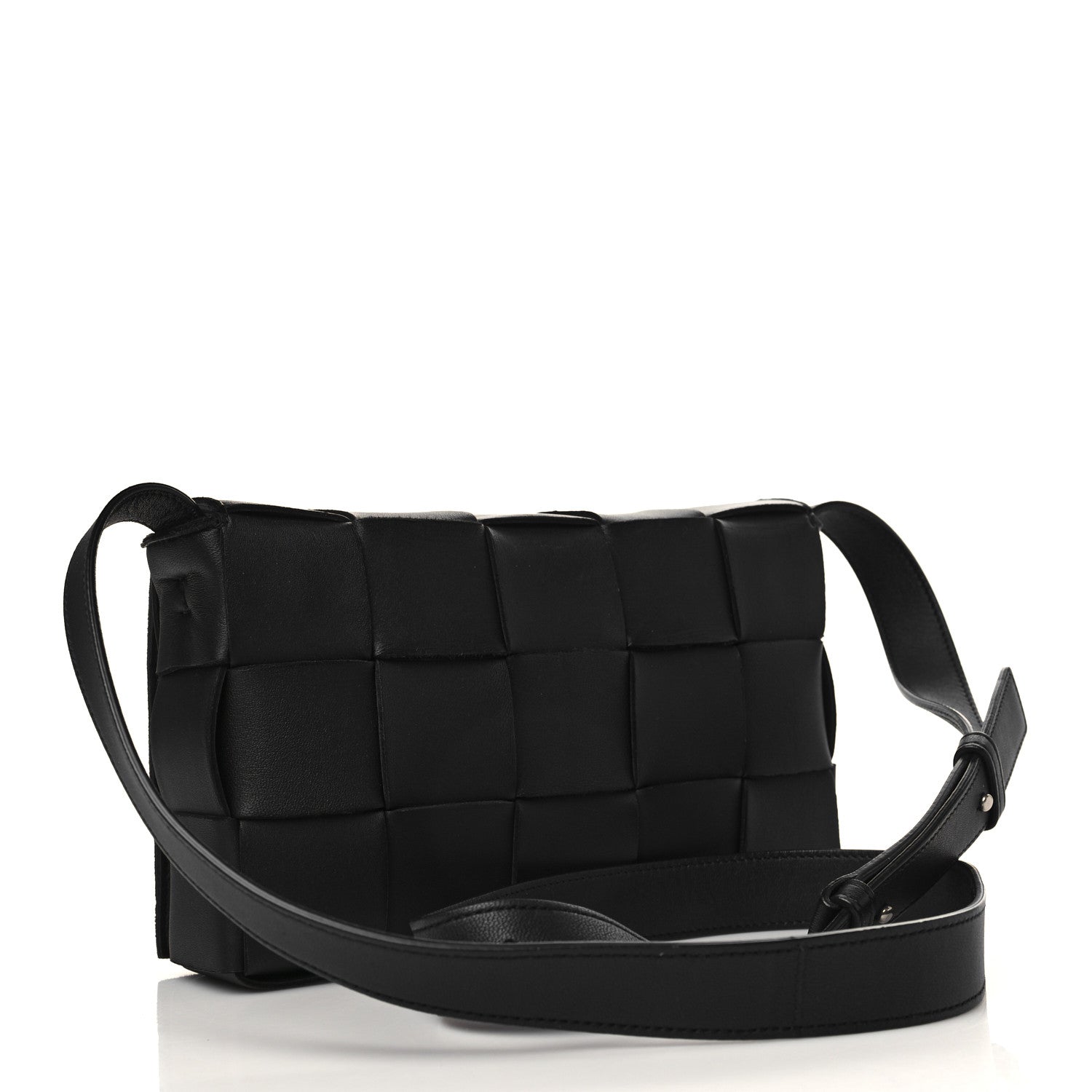Bottega Veneta Lambskin Maxi Intrecciato Cassette Crossbody Bag Black 3 of 6